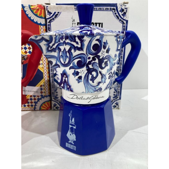 Dolce & Gabbana Moka Espresso Coffee Maker, 6 cup Mediterranean Blue