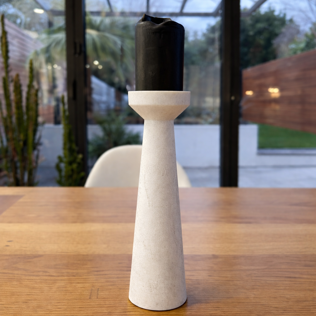 Marward Heavy Marble Tall Candle Holder 26cm