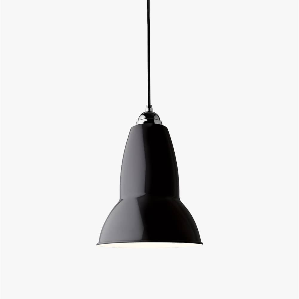 Black pendant lamp on a white background