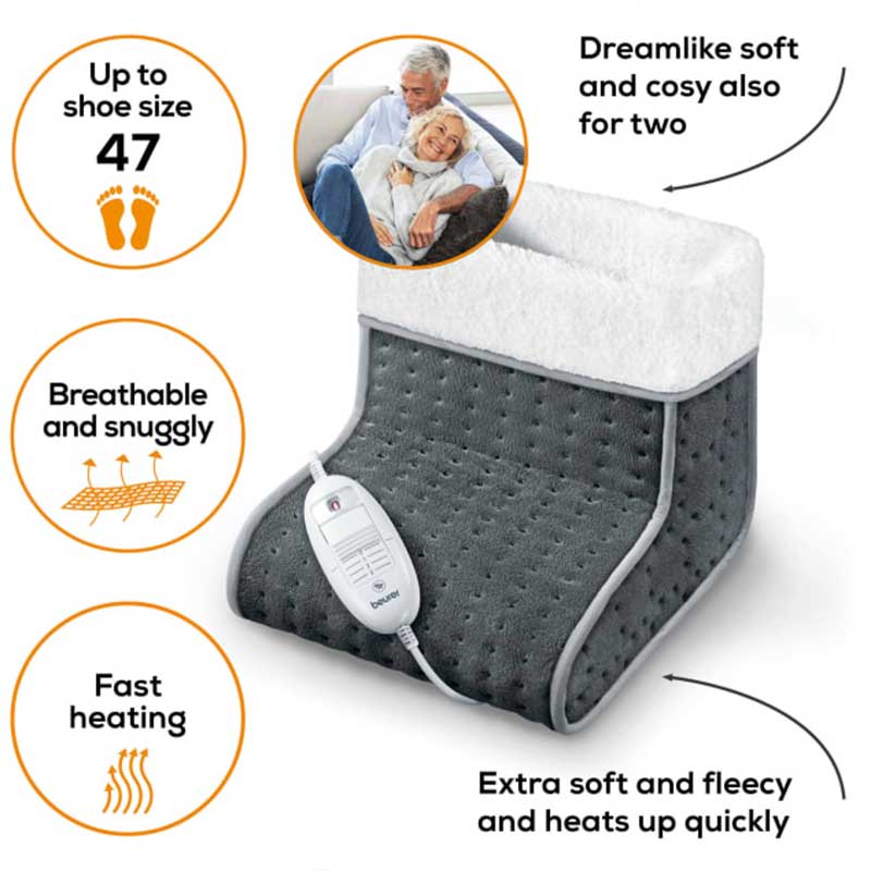 Beurer Wellbeing FW20 Cosy Electric Heated Foot Warmer, Grey - product image 4