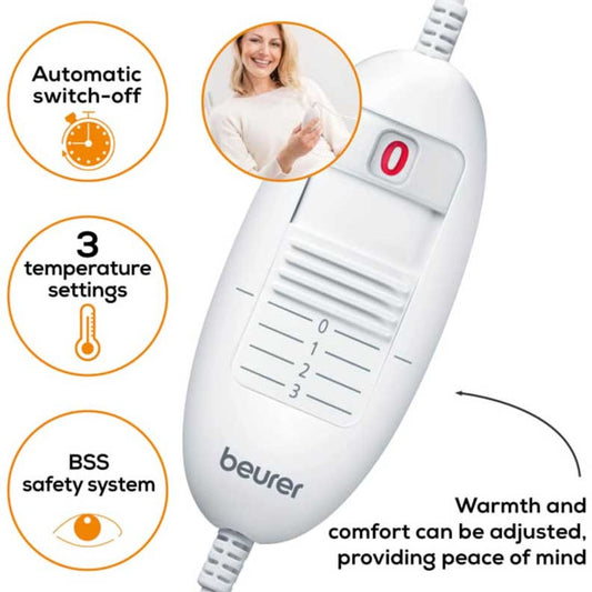 Beurer Wellbeing FW20 Cosy Electric Heated Foot Warmer, Grey
