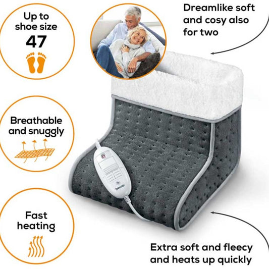 Beurer Wellbeing FW20 Cosy Electric Heated Foot Warmer, Grey