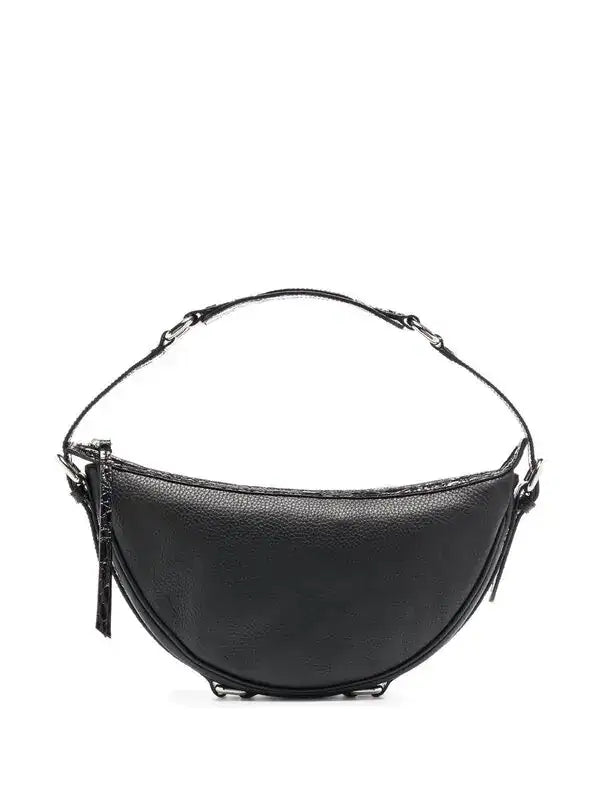 BY FAR Gib Zip-up Curved Shoulder Bag | Grained Leather, Black - product image 1