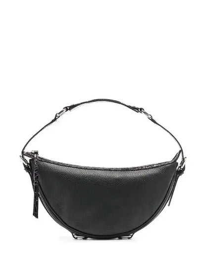 BY FAR Gib Zip-up Curved Shoulder Bag | Grained Leather, Black - product image 1