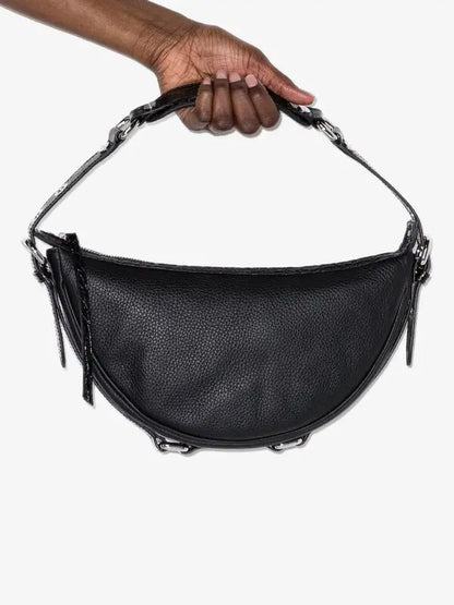 BY FAR Gib Zip-up Curved Shoulder Bag | Grained Leather, Black - product image 3