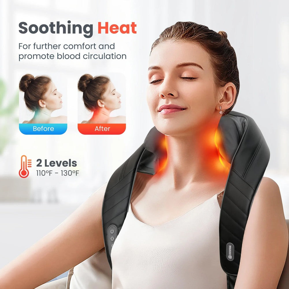 COMFIER Cordless Massager w/ Heat, Shiatsu - Neck, Shoulder, Back