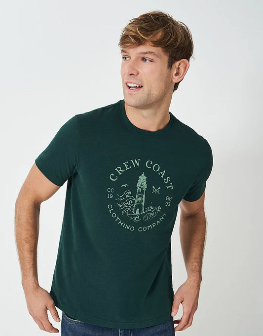 Crew Clothing Company Lighthouse 1993 T Shirt Botanic Green - 2XL