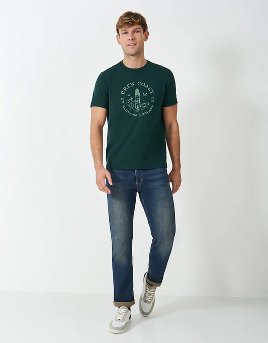 Crew Clothing Company Lighthouse 1993 T Shirt Botanic Green - 2XL