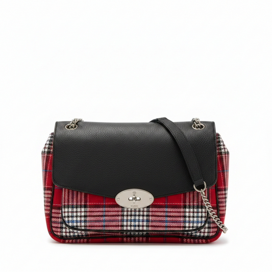 Small Darley Leather & Tartan Shoulder Bag w/ Dustbag