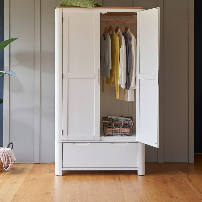 Hove Double Wardrobe Natural Oak & Painted White, 193cm - product image 1