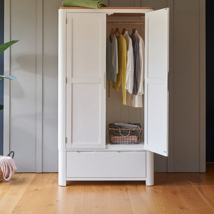 Hove Double Wardrobe Natural Oak & Painted White, 193cm - product image 1