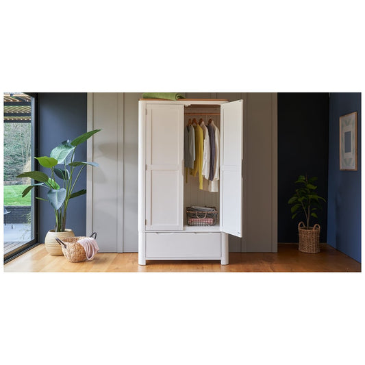 Hove Double Wardrobe Natural Oak & Painted White, 193cm