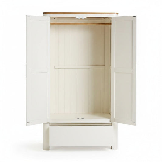 Hove Double Wardrobe Natural Oak & Painted White, 193cm - product image 2