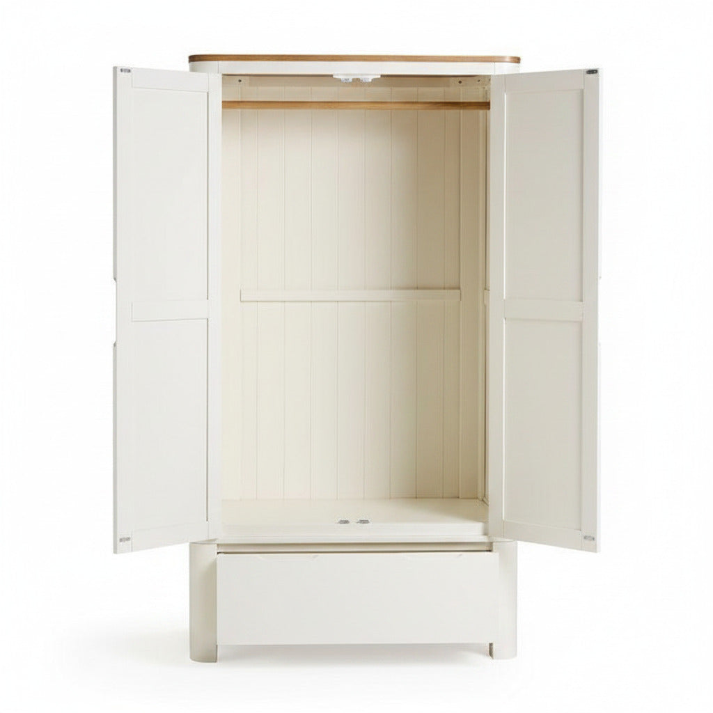 Hove Double Wardrobe Natural Oak & Painted White, 193cm - product image 2