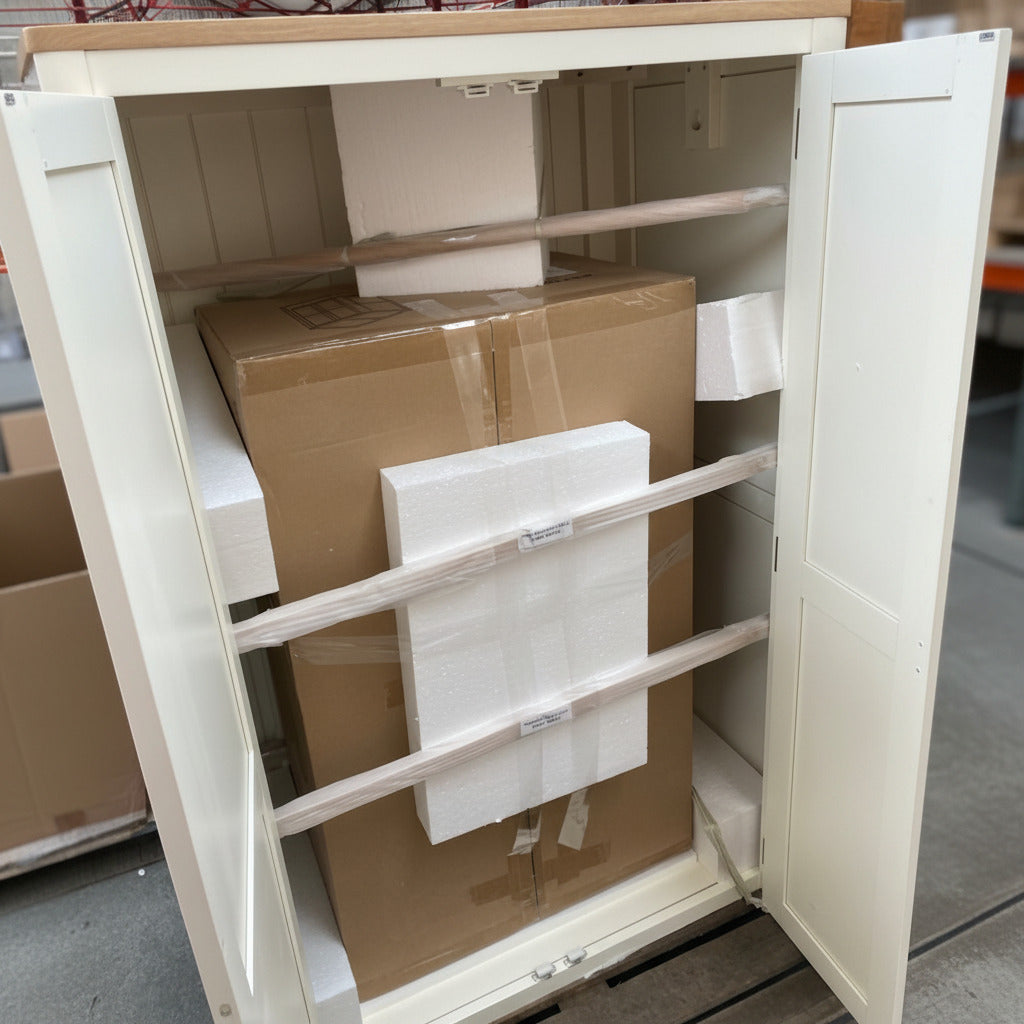 Hove Double Wardrobe Natural Oak & Painted White, 193cm - product image 4