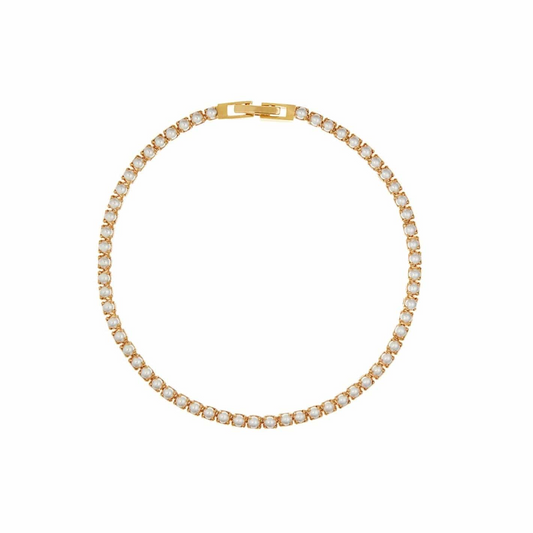 Pearl Tennis Bracelet 18K Gold Plated 17cm