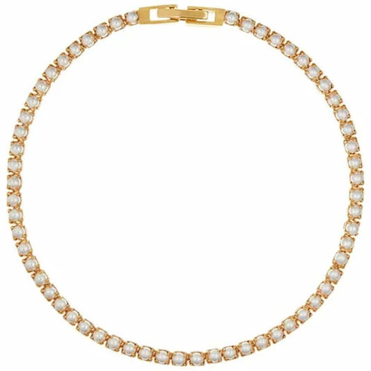 Pearl Tennis Bracelet 18K Gold Plated 17cm