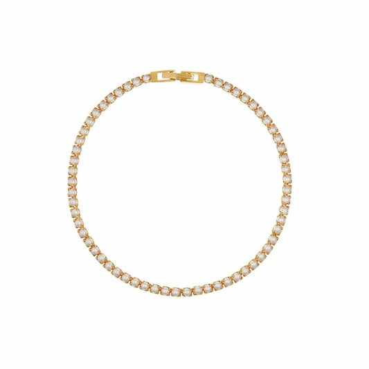 Pearl Tennis Bracelet 18K Gold Plated 17cm