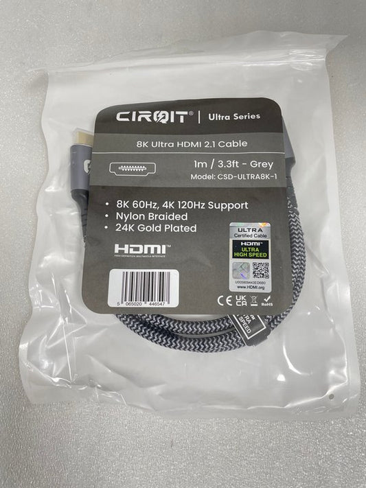Braided HDMI 2.1 TV Cable Lead HDR 8K 60Hz 4K 120Hz 48Gbps eARC- 1m - product image 3