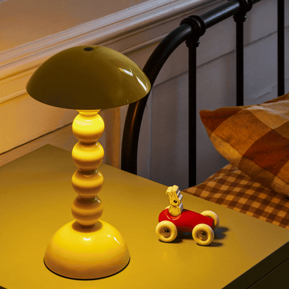 Lacquered Bobbin Lamp Buttermilk 30cm LED Rechargeable