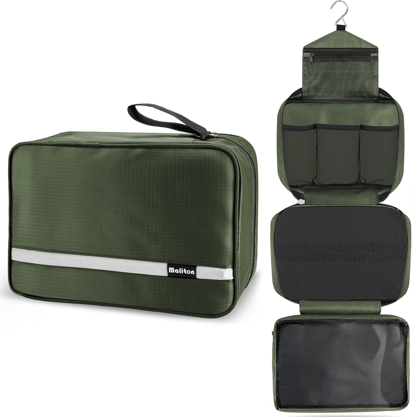 Hanging Toiletry Wash Bag Waterproof Green