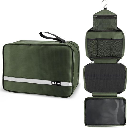 Hanging Toiletry Wash Bag Waterproof Green