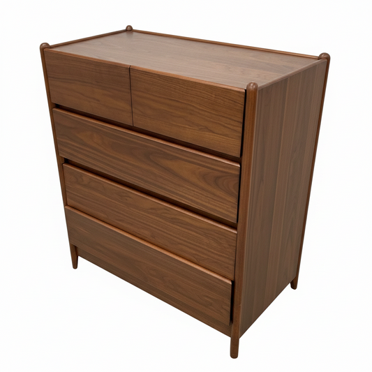 Scandi 5 Drawer Walnut Sideboard | 107.5 x 90.4 x 46.4cm