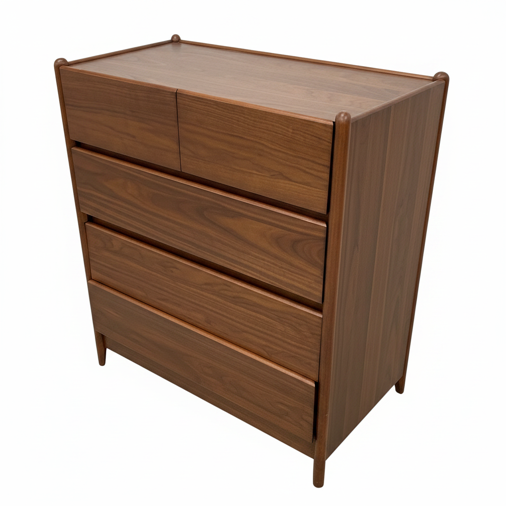 Scandi 5 Drawer Walnut Sideboard | 107.5 x 90.4 x 46.4cm