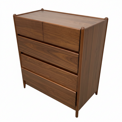 Scandi 5 Drawer Walnut Sideboard | 107.5 x 90.4 x 46.4cm