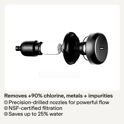 Rain Shower Head in Black | Filters Metals, Chlorine & Impurities