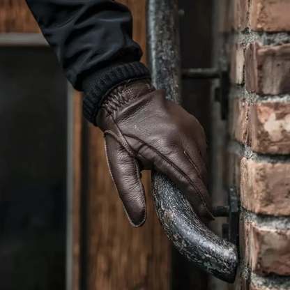 Hestra Men's Leather Gloves, Brown, Size 9 | "John"