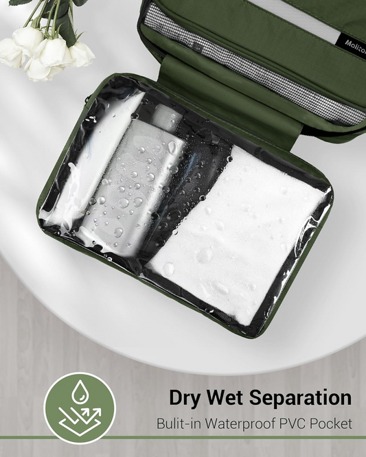 Hanging Toiletry Wash Bag Waterproof Green