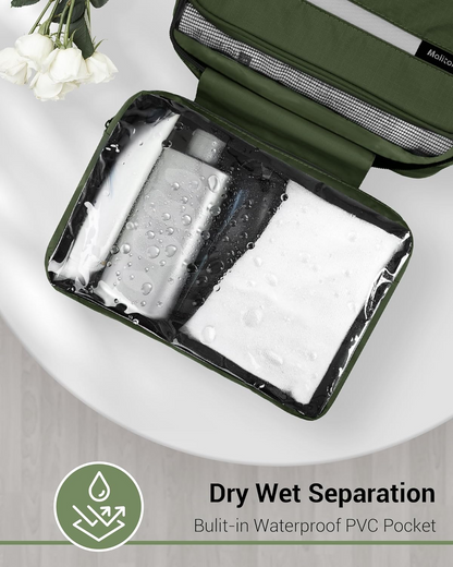 Hanging Toiletry Wash Bag Waterproof Green