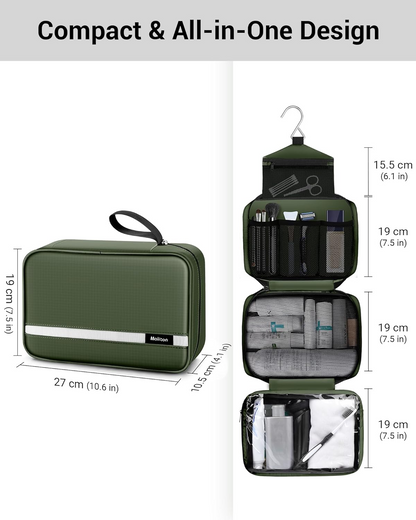 Hanging Toiletry Wash Bag Waterproof Green