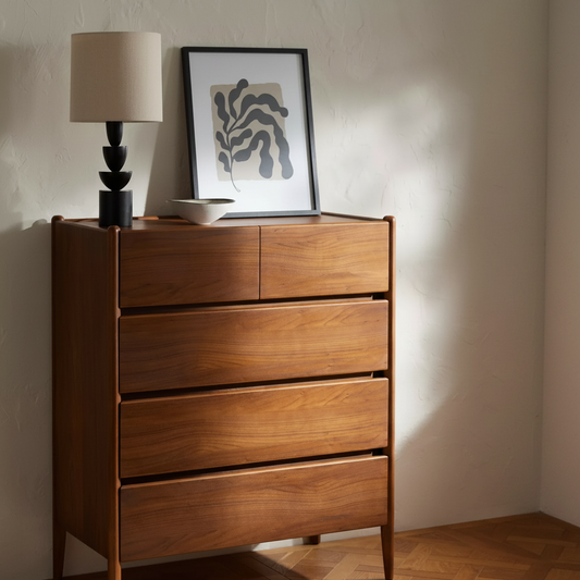 Scandi 5 Drawer Walnut Sideboard | 107.5 x 90.4 x 46.4cm