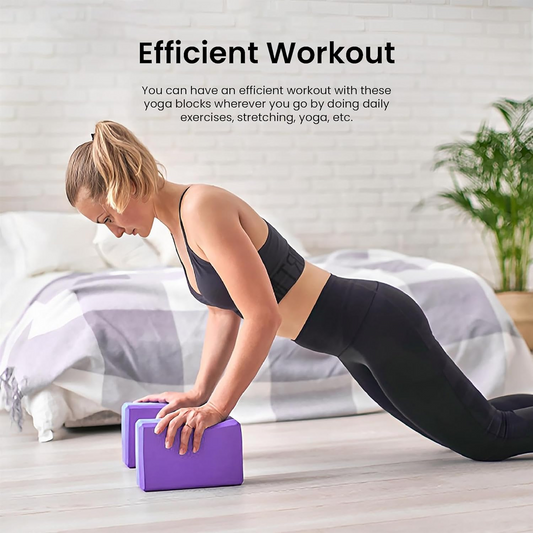 Yoga Blocks Gym Bricks Hi Density Eco EVA Foam Purple - 2 pack