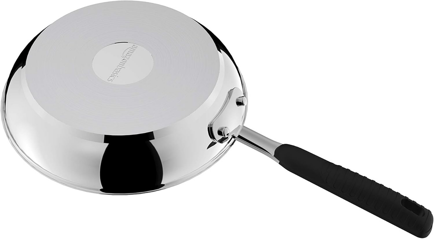 Amazon Basics Stainless Steel Non-Stick 28 cm Frying Pan Soft Handle