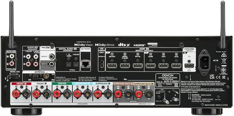 Denon AVR-X1800H 7.2 Channel AV Receiver - Black