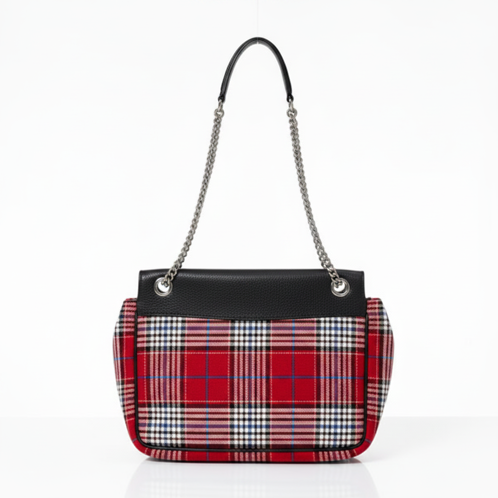 Small Darley Leather & Tartan Shoulder Bag w/ Dustbag