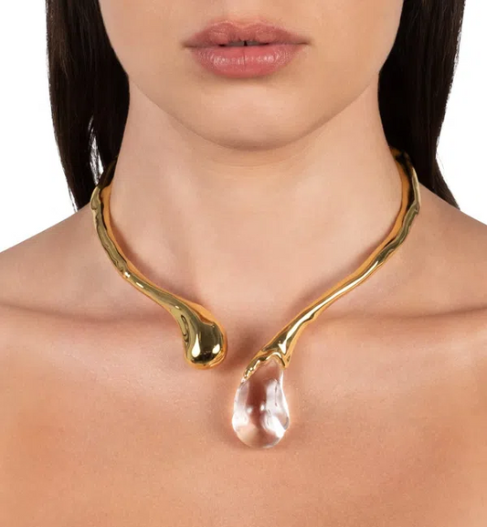 Sprout Collar Necklace in 14K Gold Plated w/o Lucite Stone