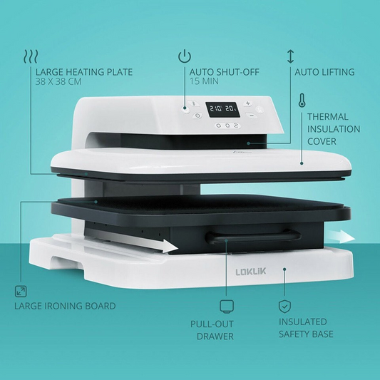 Auto Heat Press Machine White | 38x38 cm