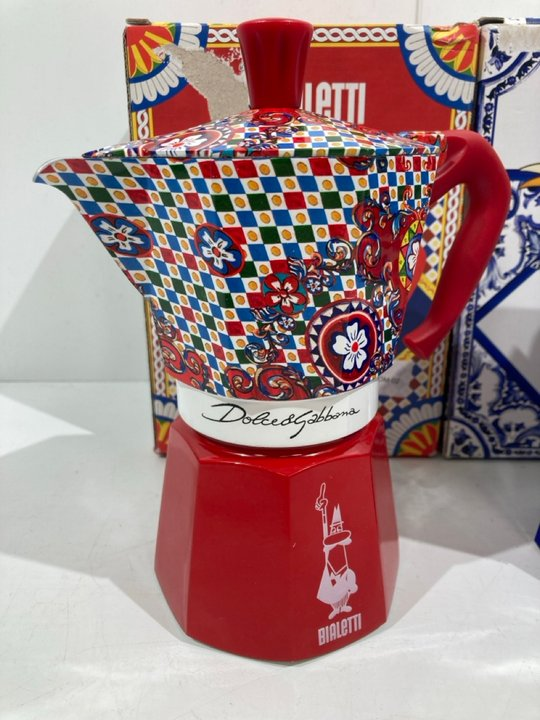 Dolce & Gabbana Moka Espresso Coffee Maker, 6 cup Sicilian Cart Red