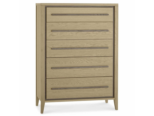 Rimini 5 Drawer Chest | Aged Oak | 119 x 85 x 45 cm