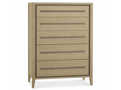 Rimini 5 Drawer Chest | Aged Oak | 119 x 85 x 45 cm