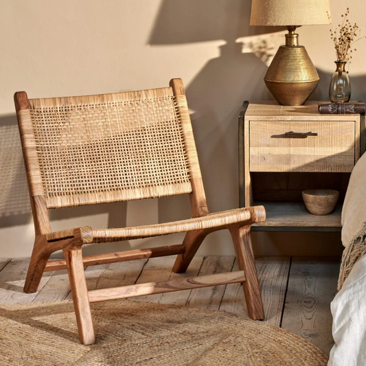 Nkuku Madrisana Acacia & Rattan Woven Bungalow Chair Natural