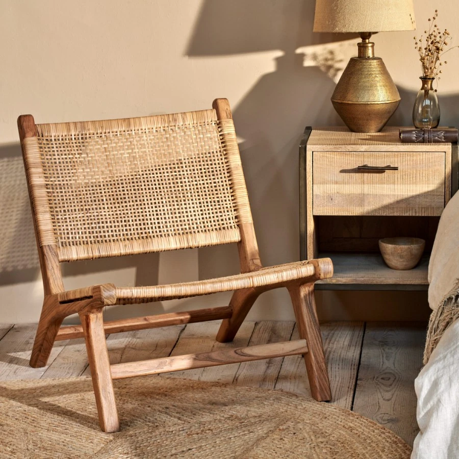 Nkuku Madrisana Acacia & Rattan Woven Bungalow Chair Natural