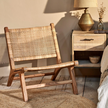 Nkuku Madrisana Acacia & Rattan Woven Bungalow Chair Natural