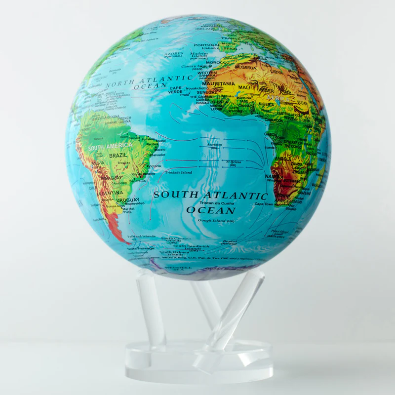 MOVA Globe Solar Powered | Ocean Blue Relief w/ Terrain | Prestige 8.5"