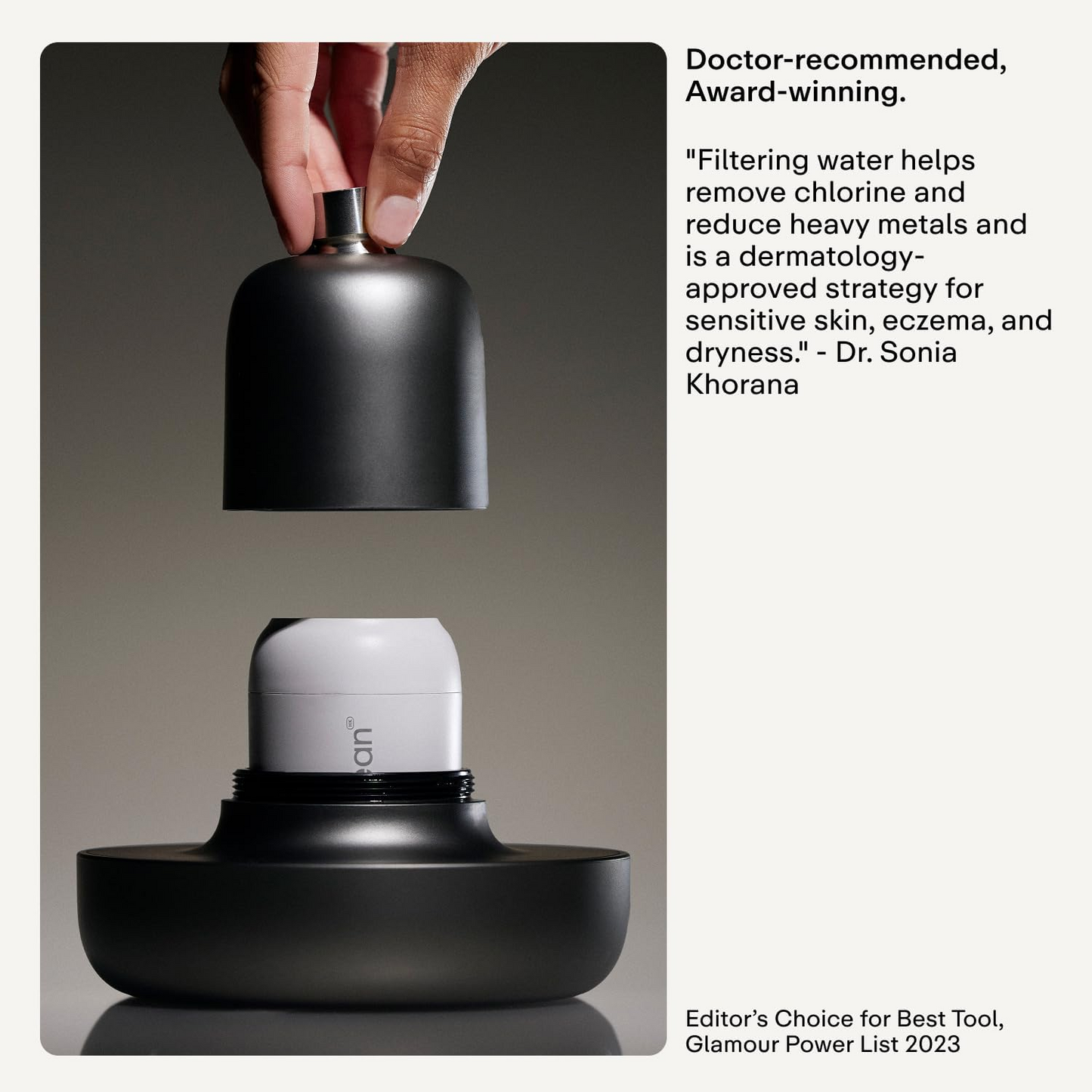 Rain Shower Head in Black | Filters Metals, Chlorine & Impurities