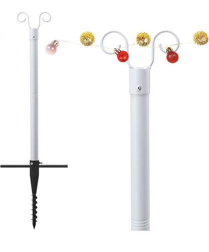 10ft Outdoor String Festoon Light Bunting Hanging Pole - White